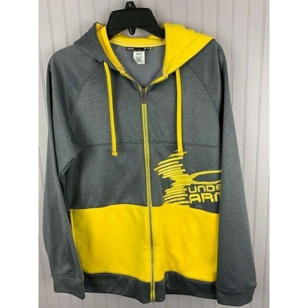 Under Armour Size S Mens Loose Hoodie Gold And Gray Full Front Zip